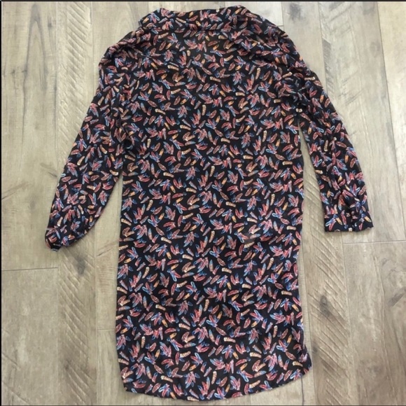 EUC Mango Casual Feather Print Dress & Slip Size 4 - Picture 3 of 14